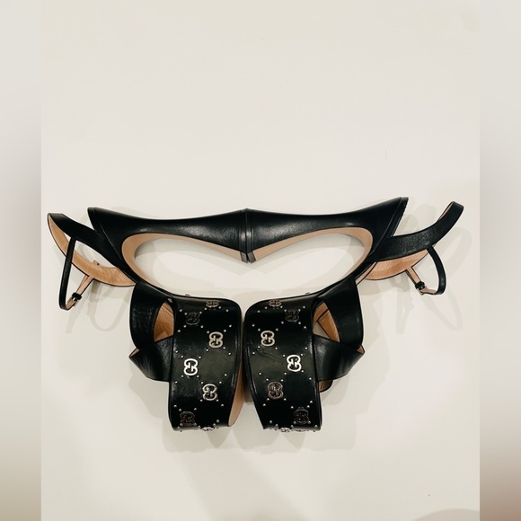 Gucci Black Leather Janaya Gg-studded open toe Platform Sandals EU 41 - Picture 8 of 15